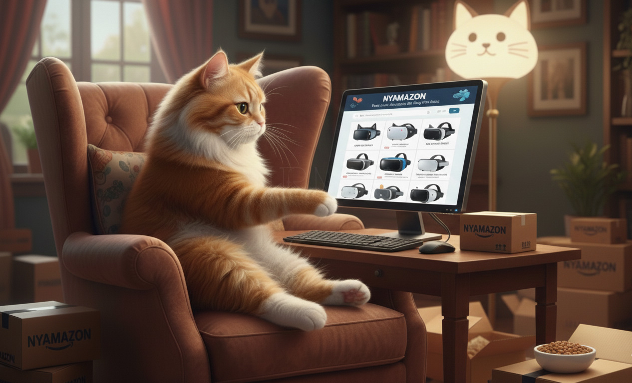 Meta Quest 3Sを選ぶ猫｜初心者向けVRレビュー記事のアイキャッチ画像