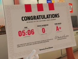 ケンタッキー・フライド・チキンのVR研修「the hard way」に合格したらもらえる終了証。