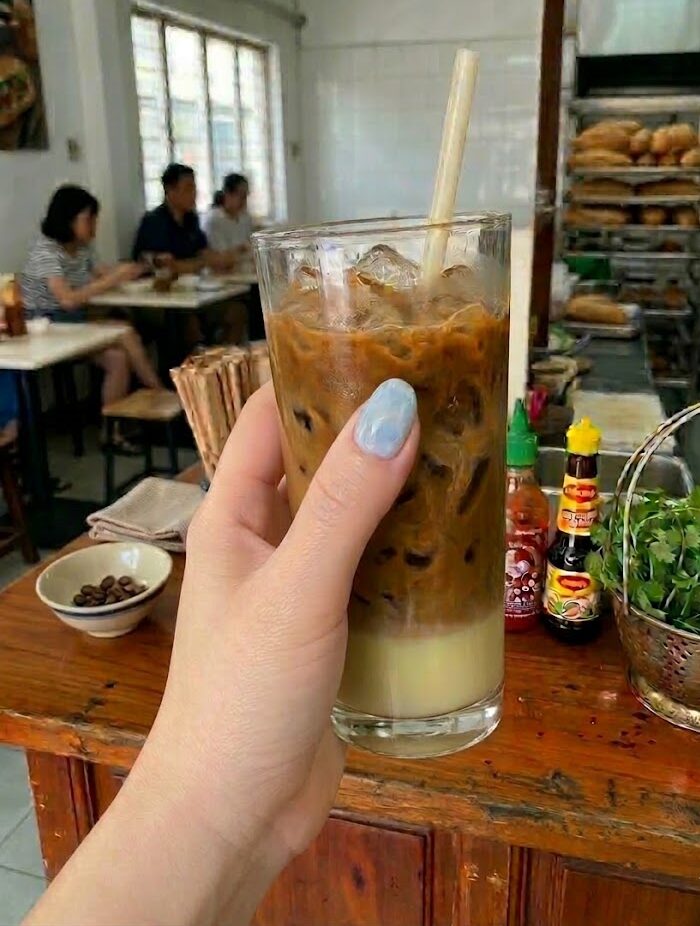 グラスの底に真っ白な練乳が沈んだアイスベトナムコーヒー