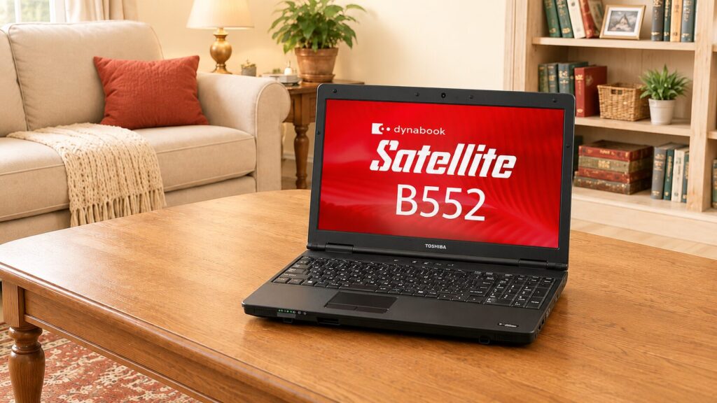 テーブルに置いた東芝dynabook Satellite B552