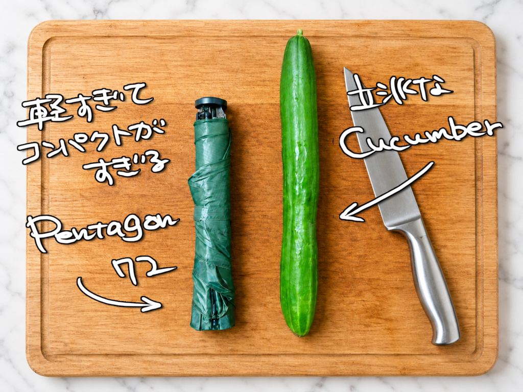 pentagon72ときゅうりを並べた比較写真